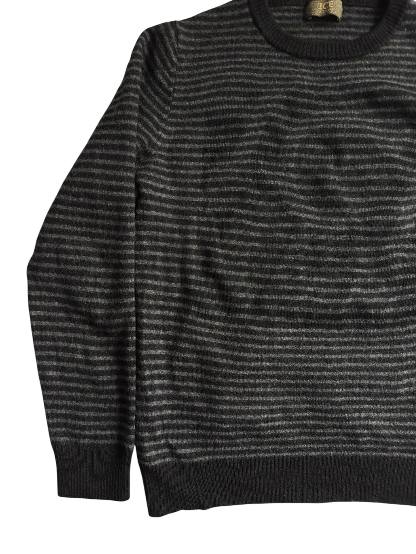 🧊 Iceberg Black Striped Jumper – Women’s S – Merino Wool - anbracaminte