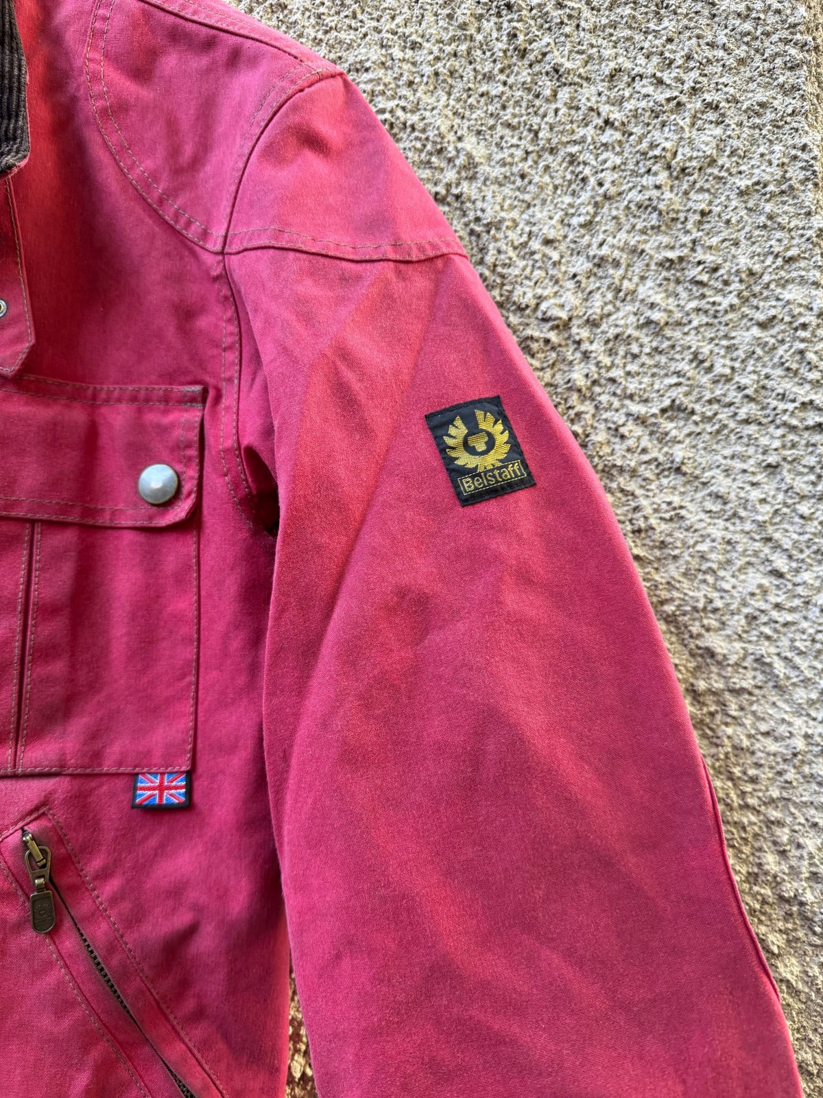 Jachetă Belstaff Racemaster Roșie Waxed Cotton Vintage | Moto Cropped | Patină Unică | L Bărbați - anbracaminte