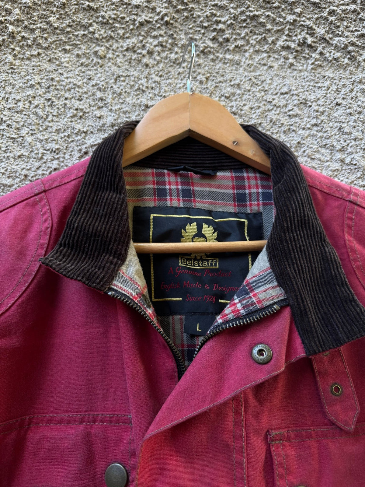 Jachetă Belstaff Racemaster Roșie Waxed Cotton Vintage | Moto Cropped | Patină Unică | L Bărbați - anbracaminte