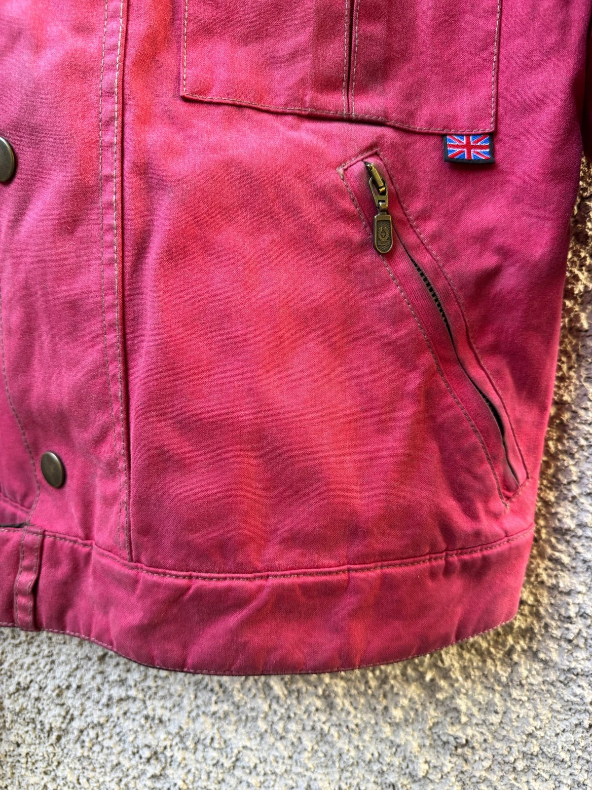 Jachetă Belstaff Racemaster Roșie Waxed Cotton Vintage | Moto Cropped | Patină Unică | L Bărbați - anbracaminte