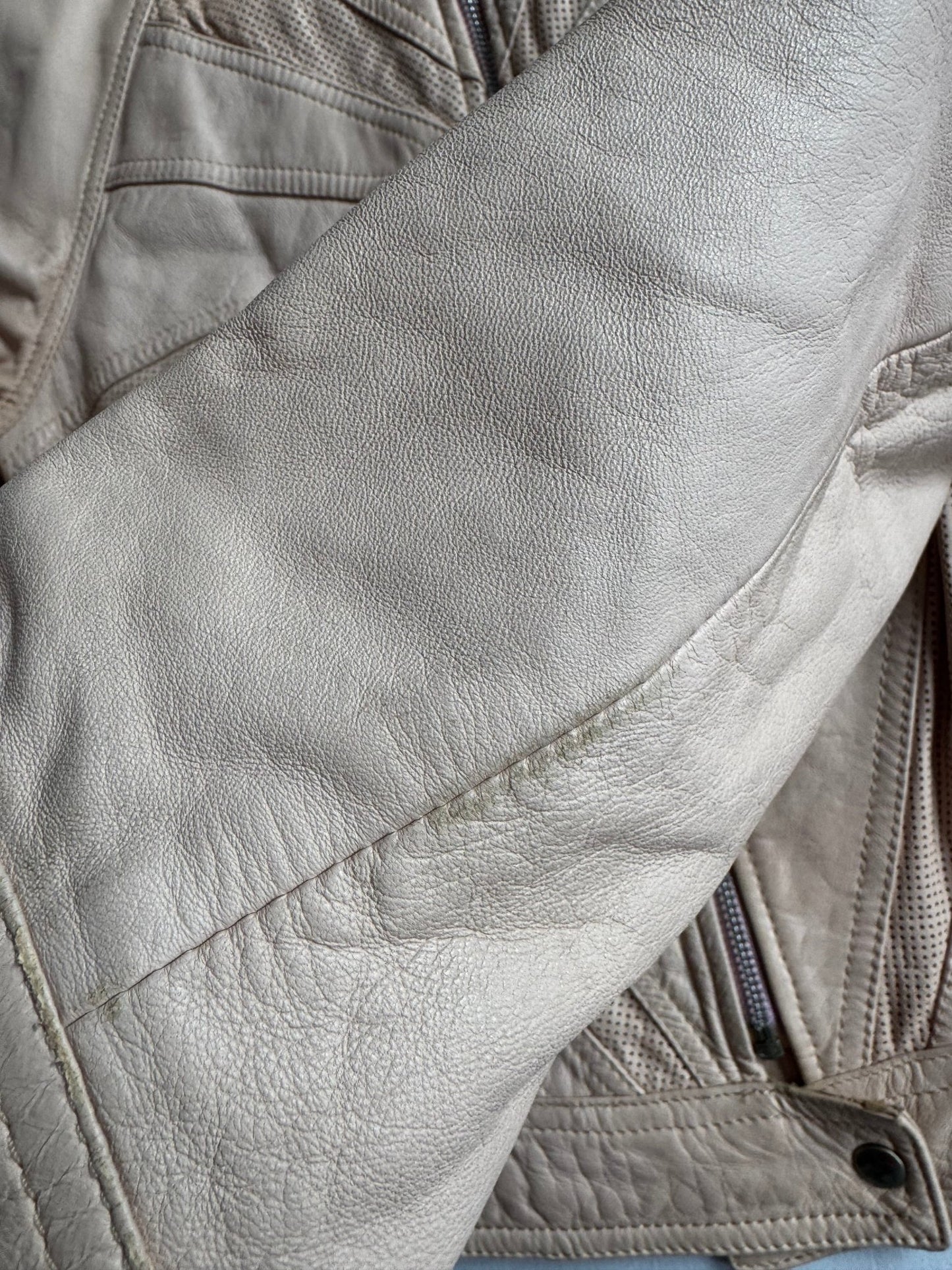 🏍️ Jachetă Biker Y2K CristinaEffe Roz Pal din Piele – IT 46 (M/L Damă) - anbracaminte