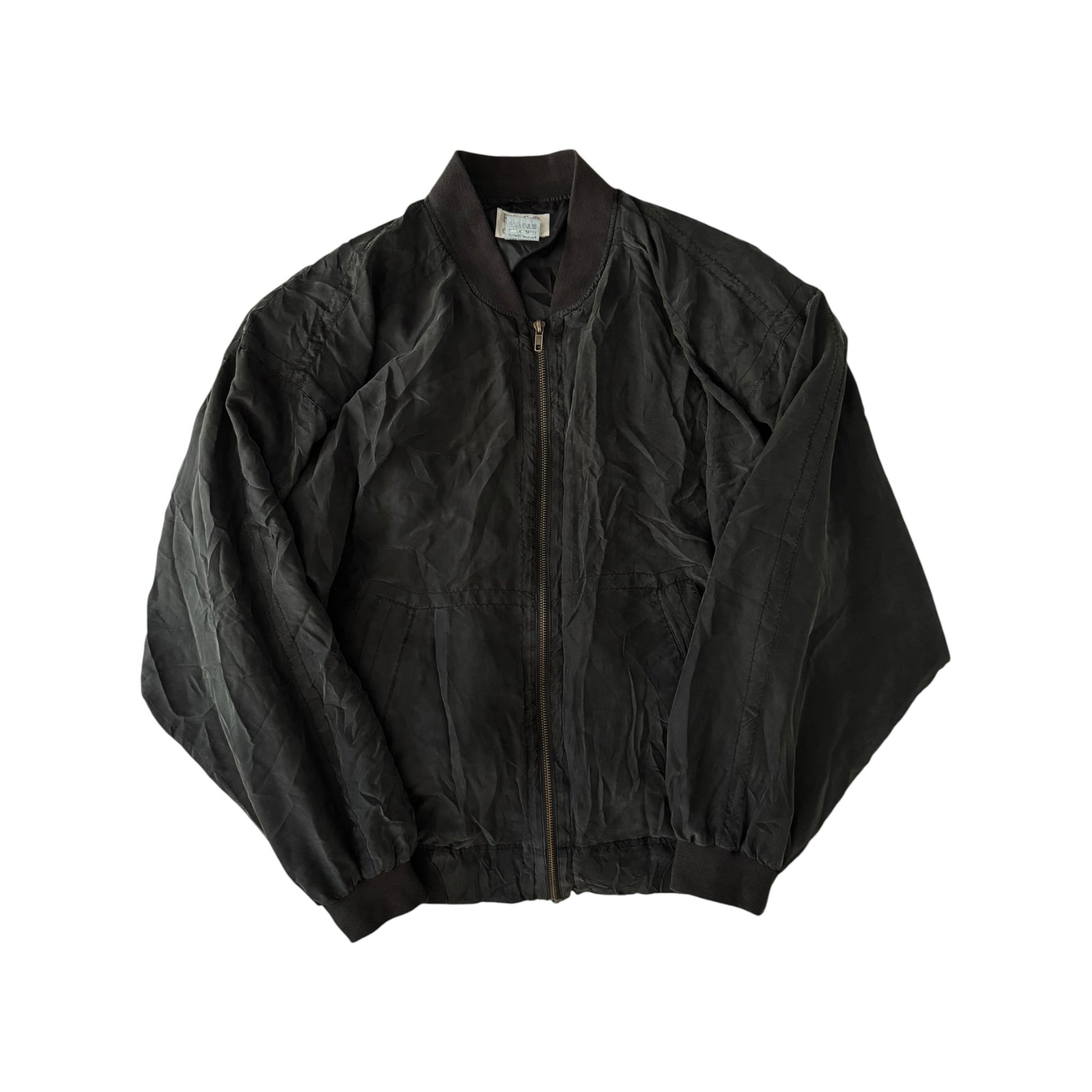 💣 Jachetă Bomber Mătase Naturală Neagră Vintage | 100% Silk | Cropped si Boxy - anbracaminte