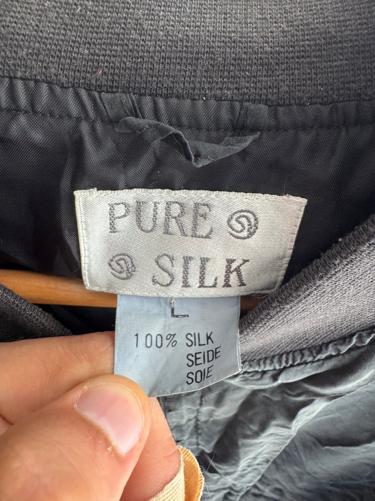 💣 Jachetă Bomber Mătase Naturală Neagră Vintage | 100% Silk | Cropped si Boxy - anbracaminte