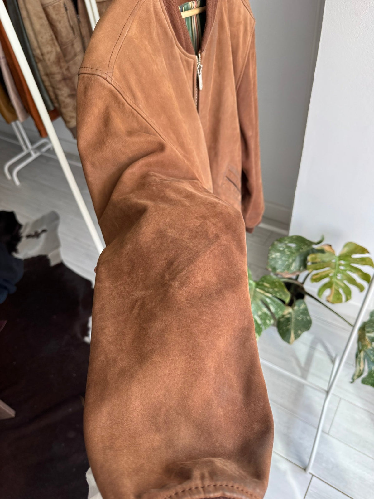 Jachetă Bomber Piele Maro Vintage | Patină Naturală | L Bărbați - anbracaminte
