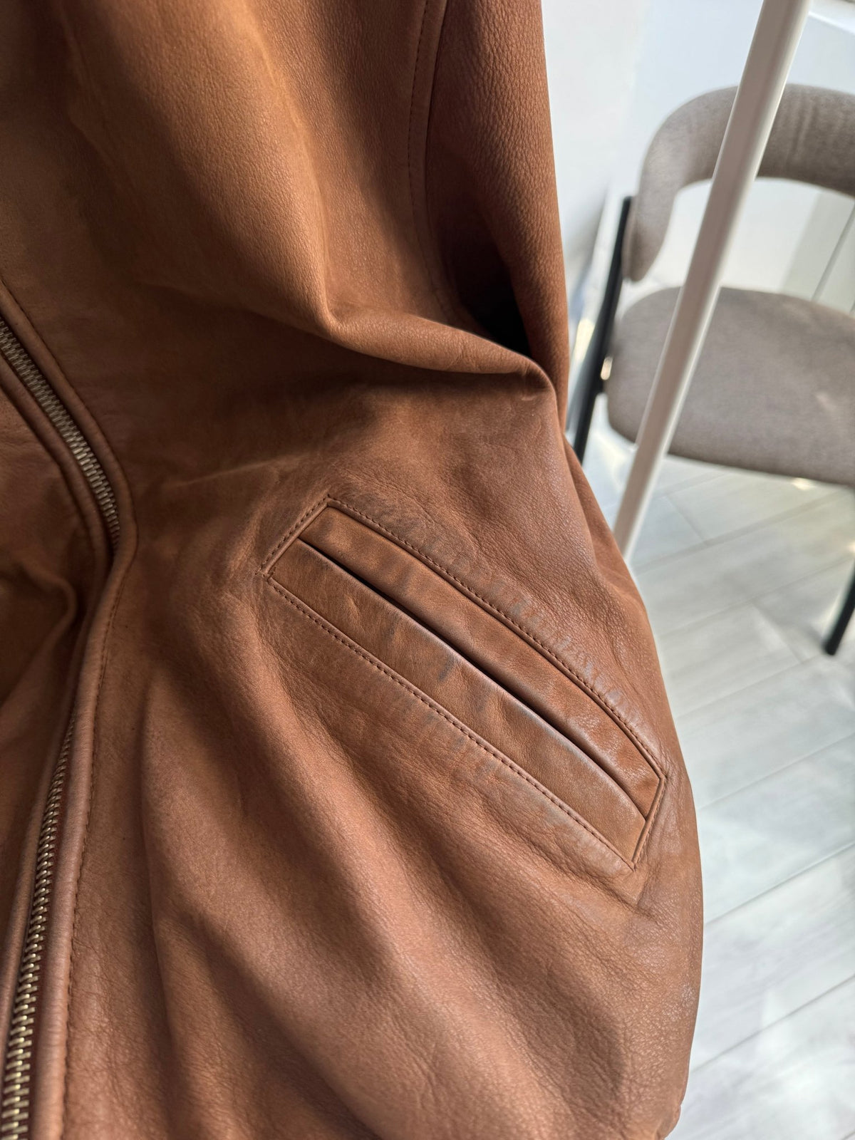 Jachetă Bomber Piele Maro Vintage | Patină Naturală | L Bărbați - anbracaminte