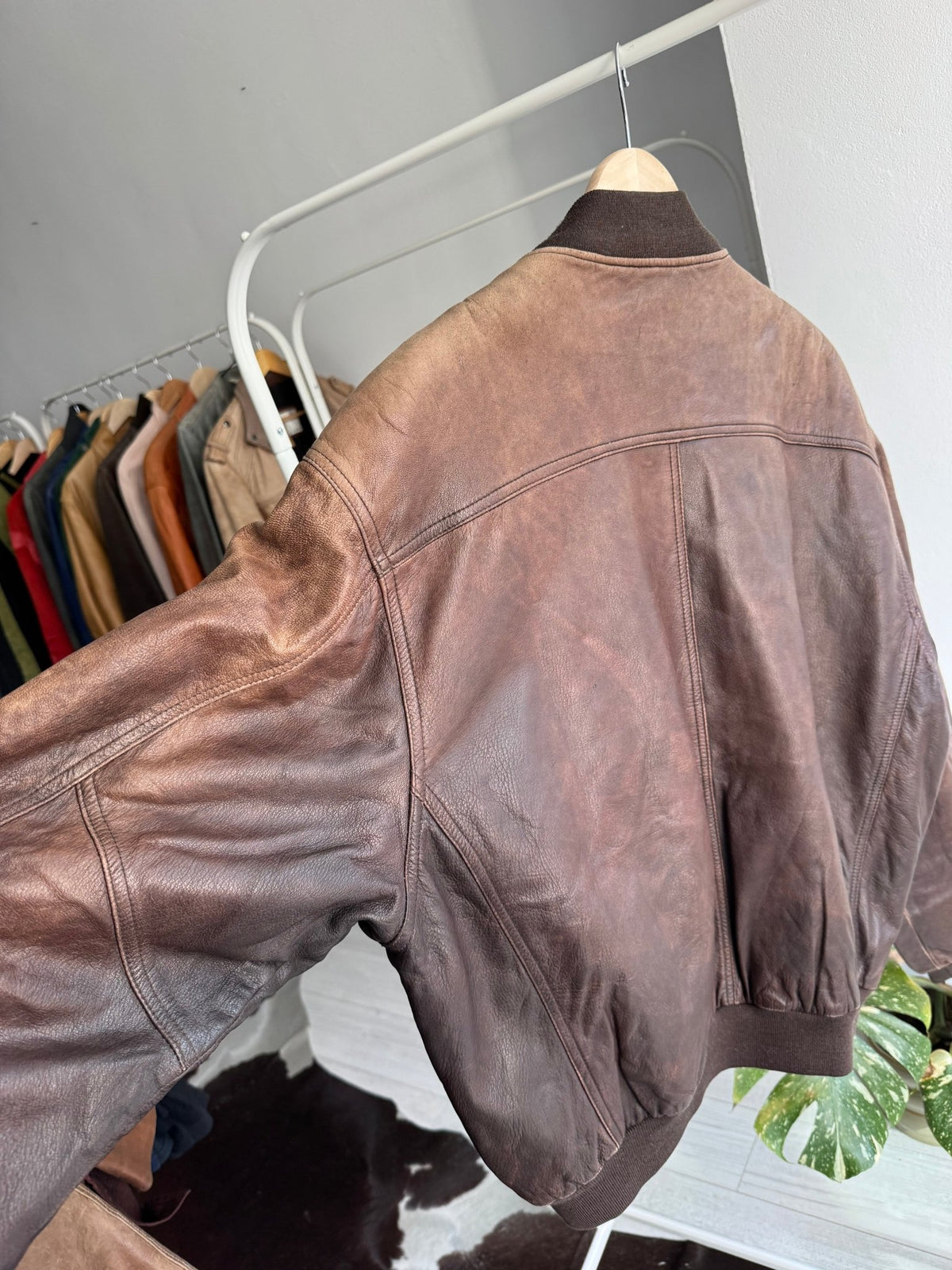 Jachetă Bomber Piele Vintage Faded | Patină Naturală | XL Bărbați - anbracaminte