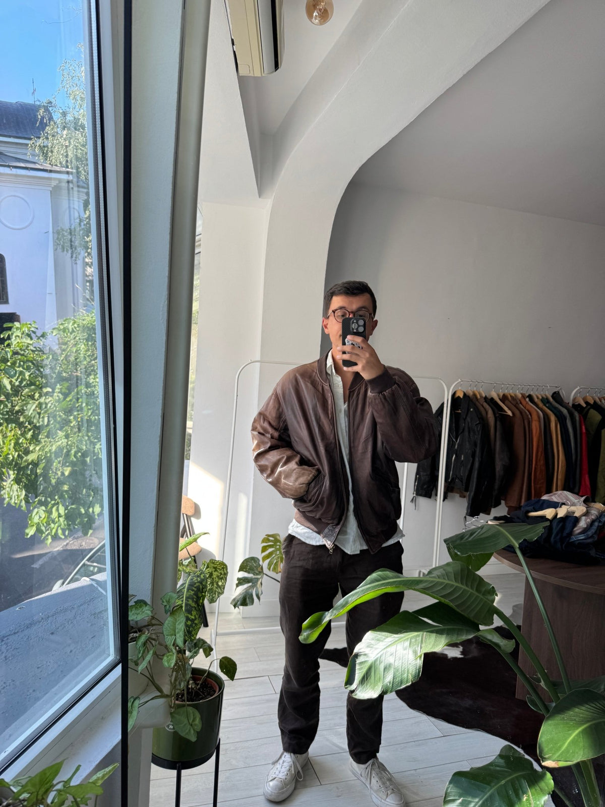 Jachetă Bomber Piele Vintage Faded | Patină Naturală | XL Bărbați - anbracaminte