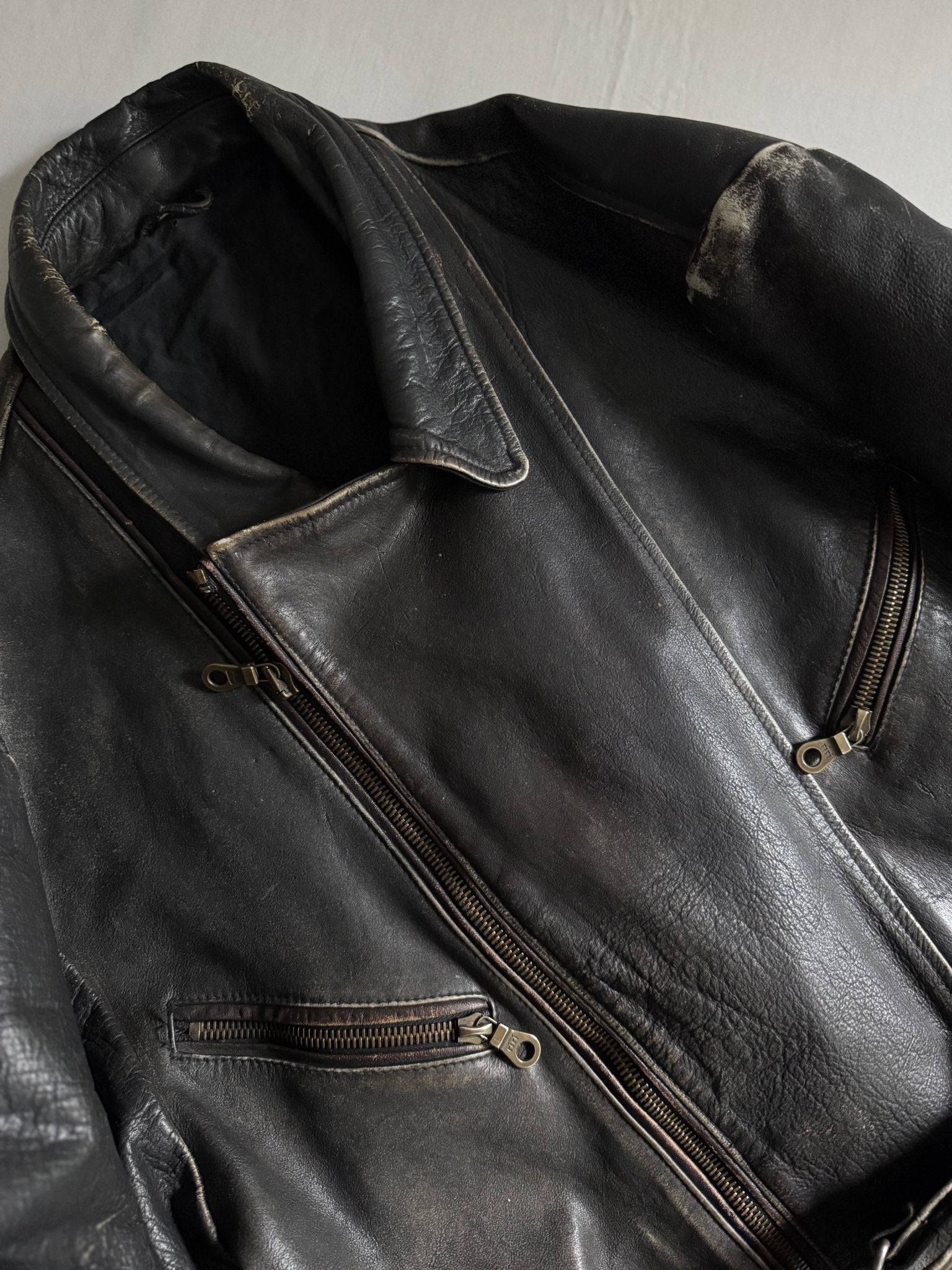 🏍️ Jachetă moto vintage din piele – mărimea L - anbracaminte