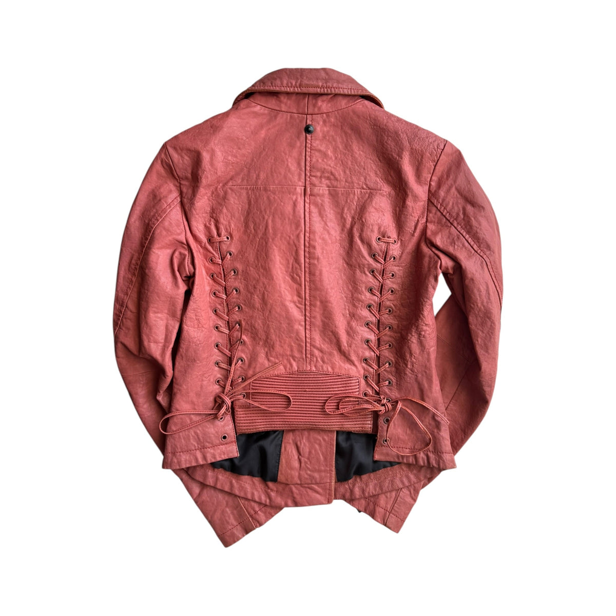 ⛽️ Jachetă Piele Biker Diesel Y2K Coral Pink | 100% Sheep Leather | S Damă - anbracaminte
