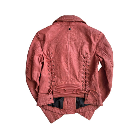 ⛽️ Jachetă Piele Biker Diesel Y2K Coral Pink | 100% Sheep Leather | S Damă - anbracaminte