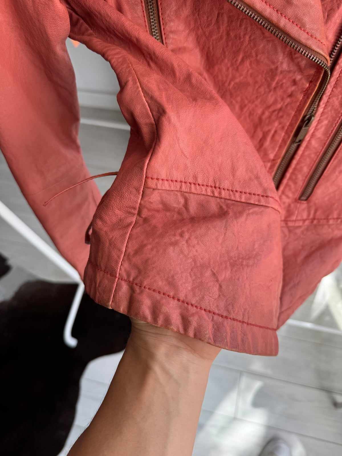 ⛽️ Jachetă Piele Biker Diesel Y2K Coral Pink | 100% Sheep Leather | S Damă - anbracaminte