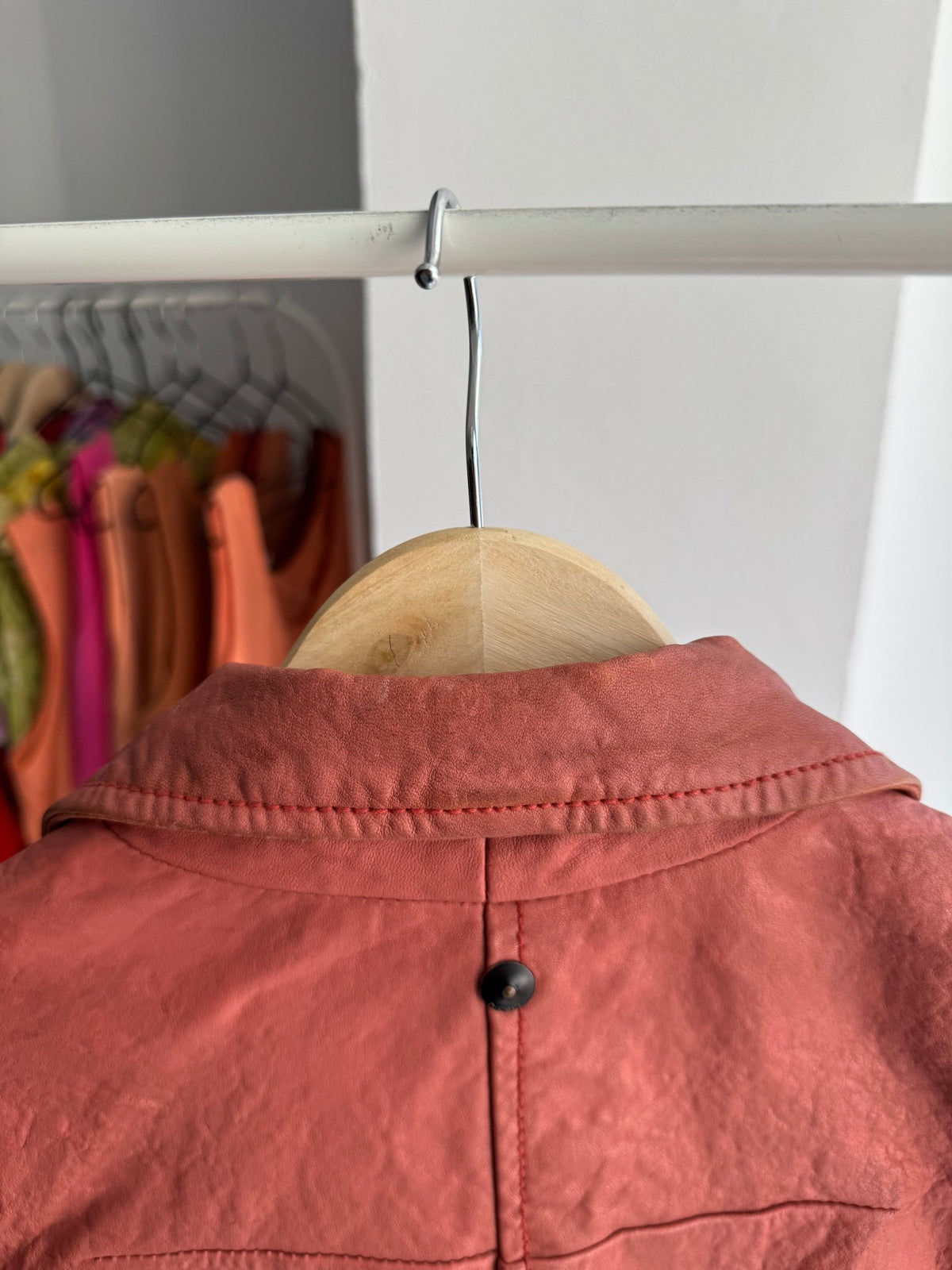 ⛽️ Jachetă Piele Biker Diesel Y2K Coral Pink | 100% Sheep Leather | S Damă - anbracaminte