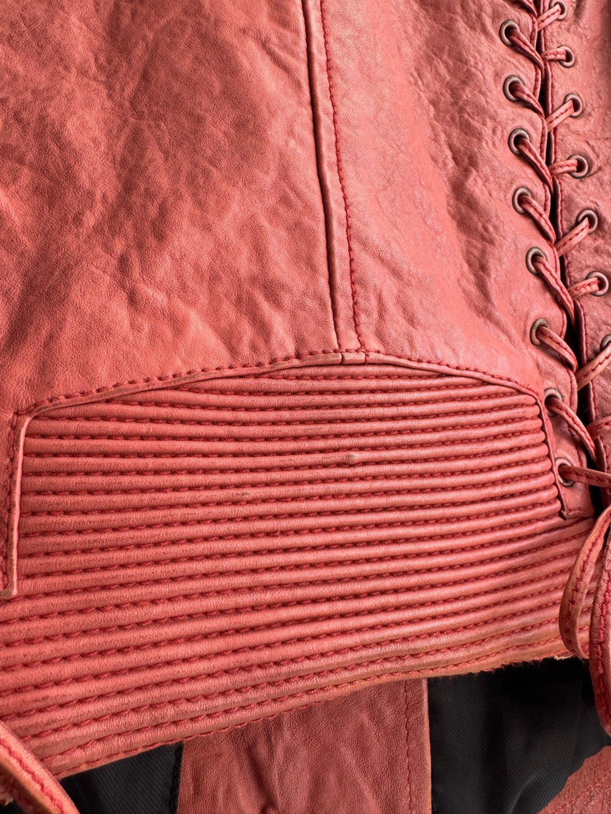 ⛽️ Jachetă Piele Biker Diesel Y2K Coral Pink | 100% Sheep Leather | S Damă - anbracaminte