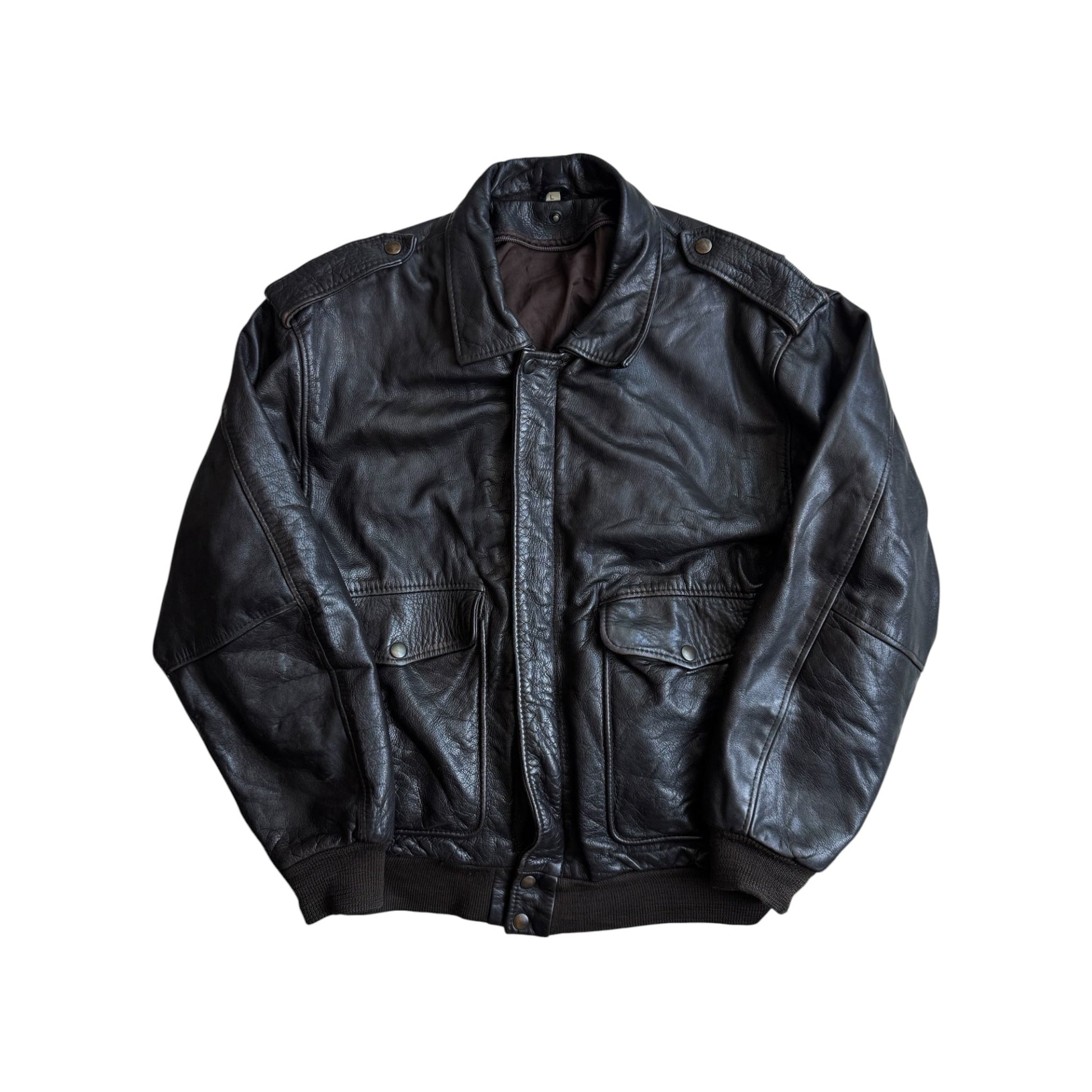 Jachetă Piele Bomber A2 Vintage Maro Închis | 100% Cowhide | Patină Naturală – L Bărbați - anbracaminte