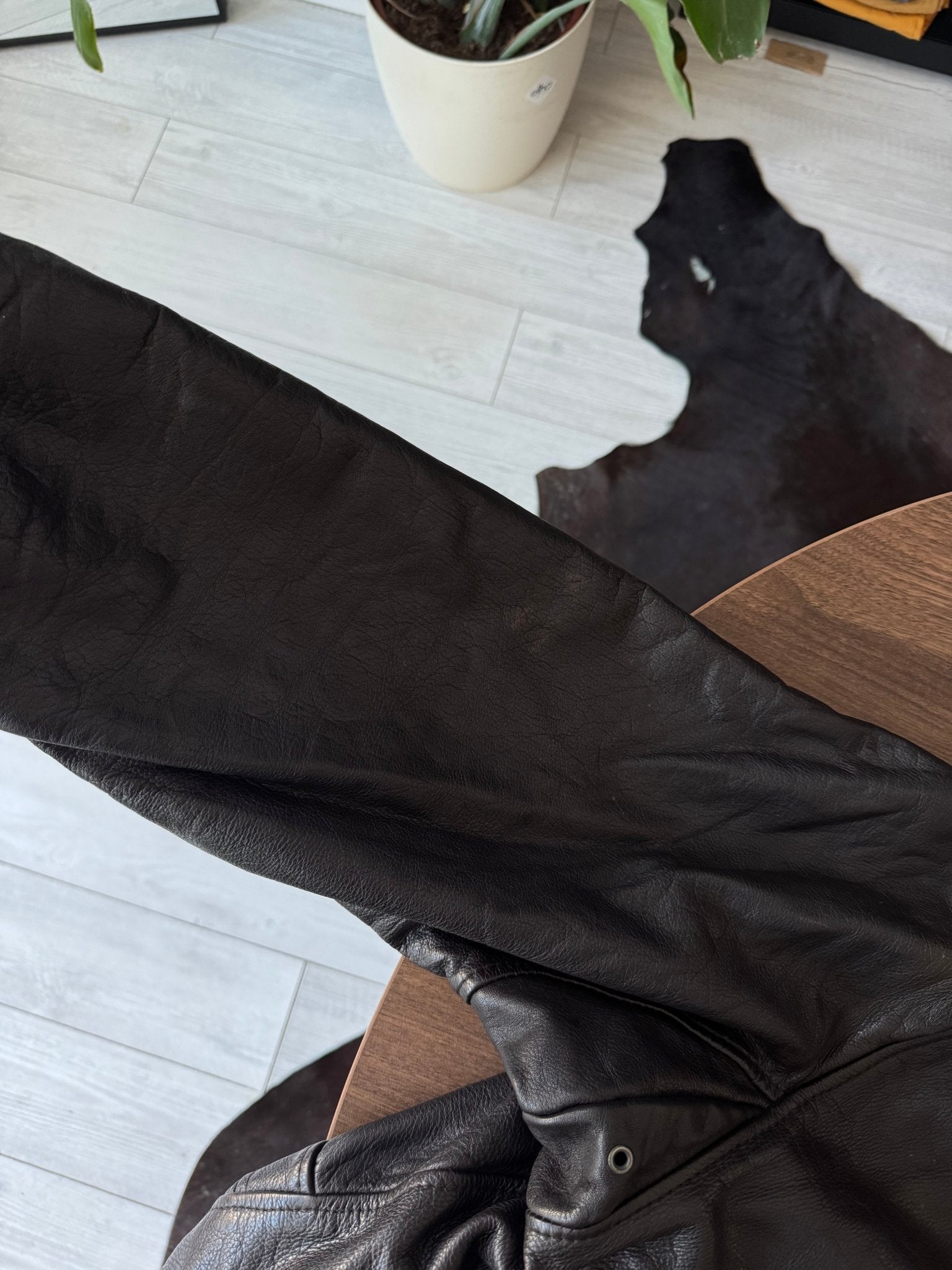 Jachetă Piele Bomber A2 Vintage Maro Închis | 100% Cowhide | Patină Naturală – L Bărbați - anbracaminte