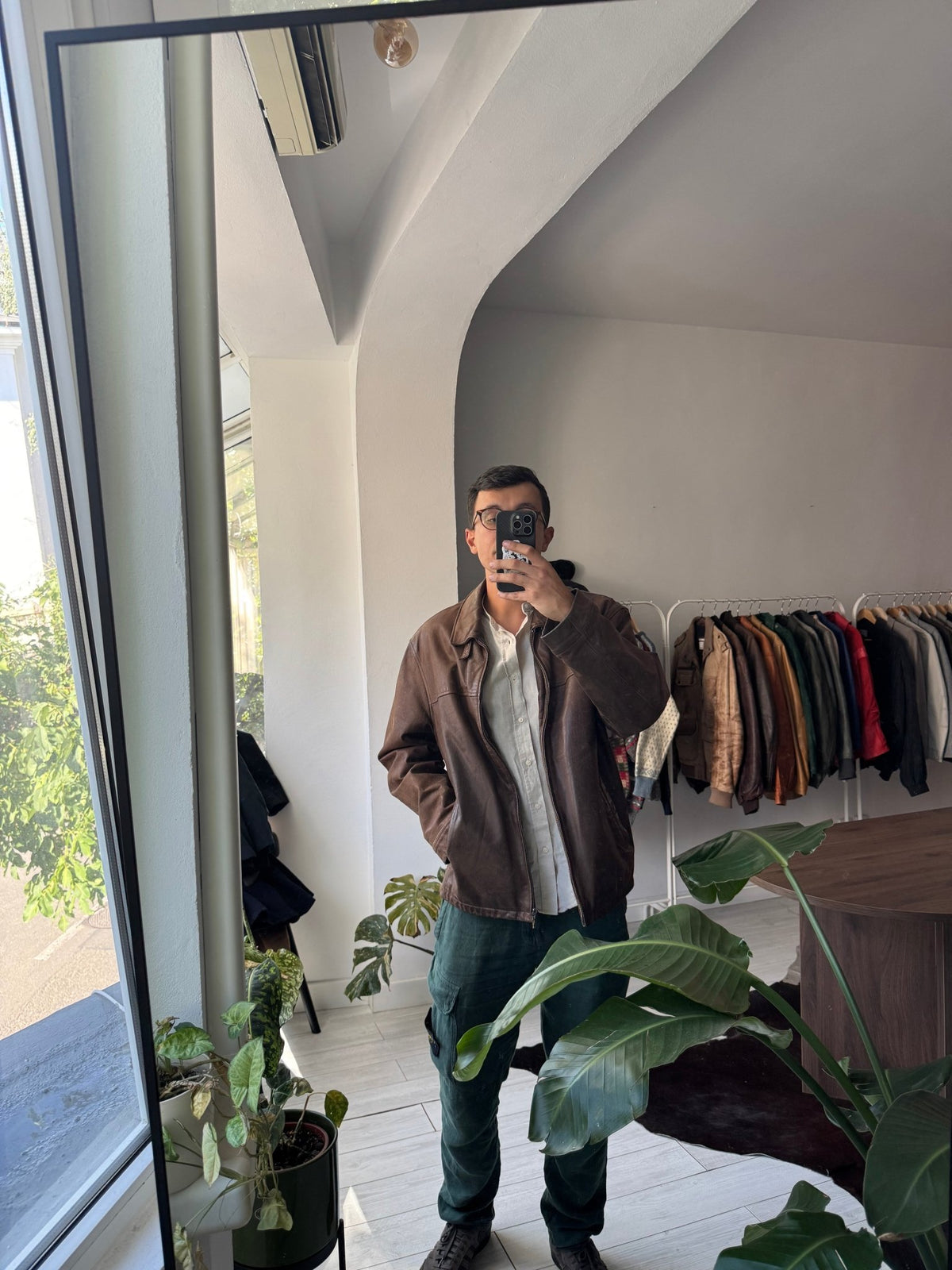 Jachetă Piele Cowhide Maro Închis Vintage | Patină Naturală | L Bărbați - anbracaminte
