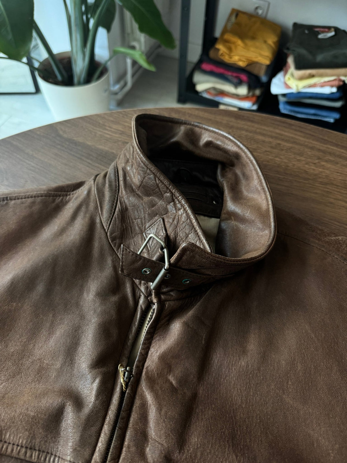 Jachetă Piele Cowhide Maro Închis Vintage | Patină Naturală | L Bărbați - anbracaminte
