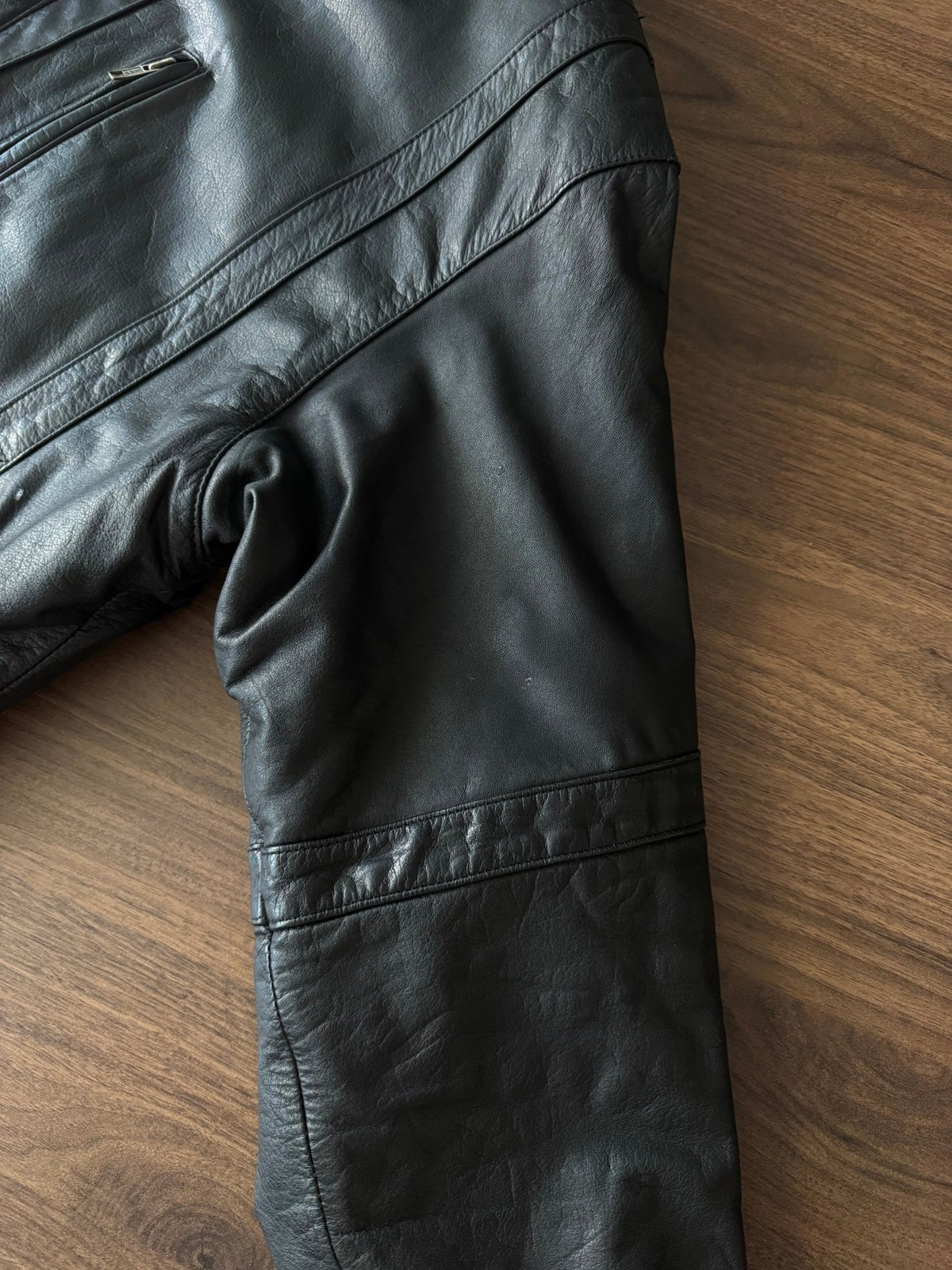 Jachetă Piele Cowhide Neagră Vintage | L Bărbați - anbracaminte