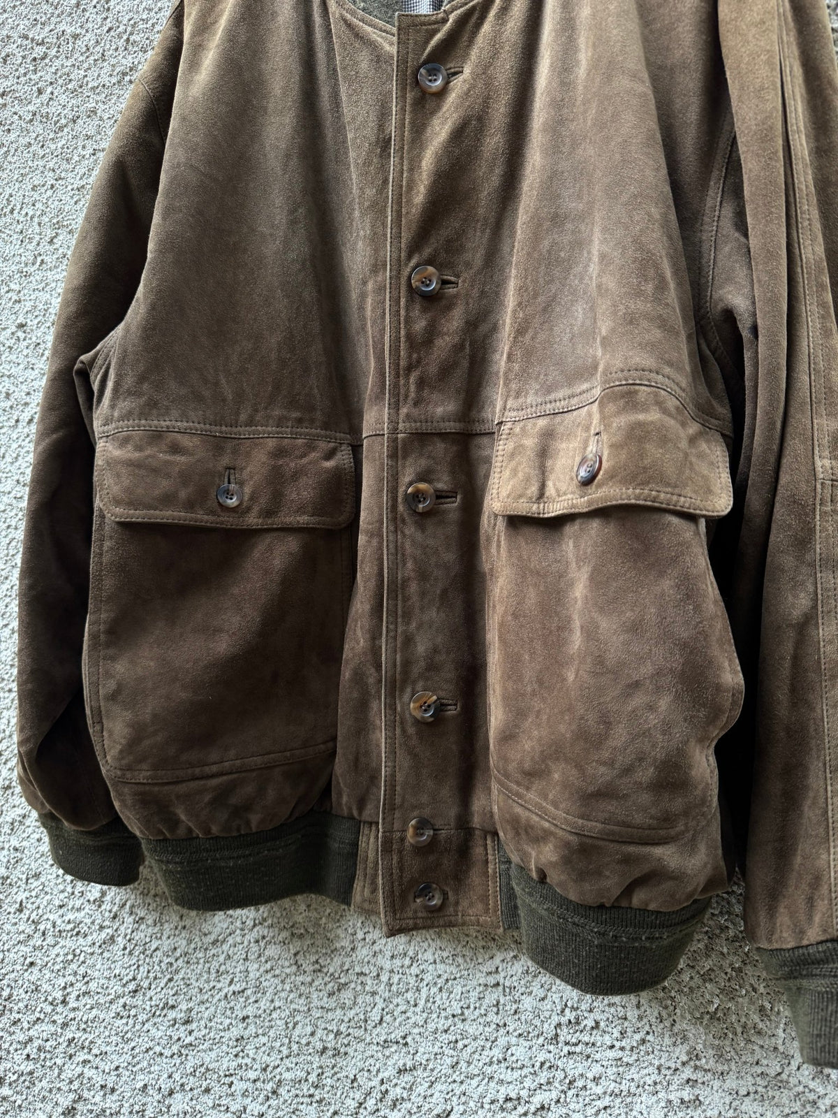 Jachetă Piele Întoarsă Maro Vintage Bărbați | L/XL (52) - anbracaminte