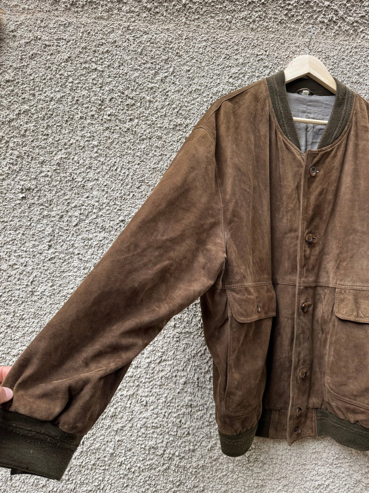 Jachetă Piele Întoarsă Maro Vintage Bărbați | L/XL (52) - anbracaminte