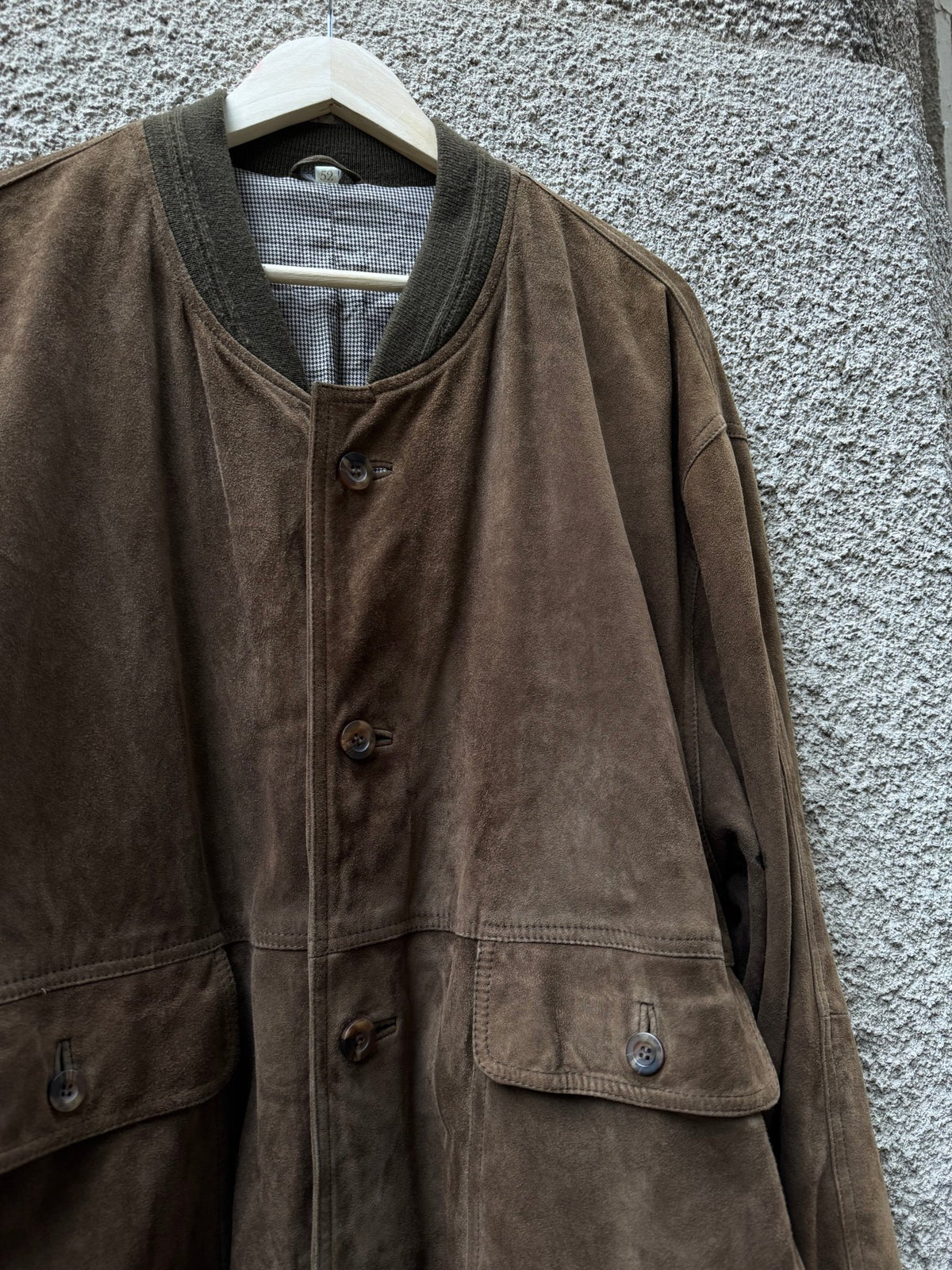 Jachetă Piele Întoarsă Maro Vintage Bărbați | L/XL (52) - anbracaminte