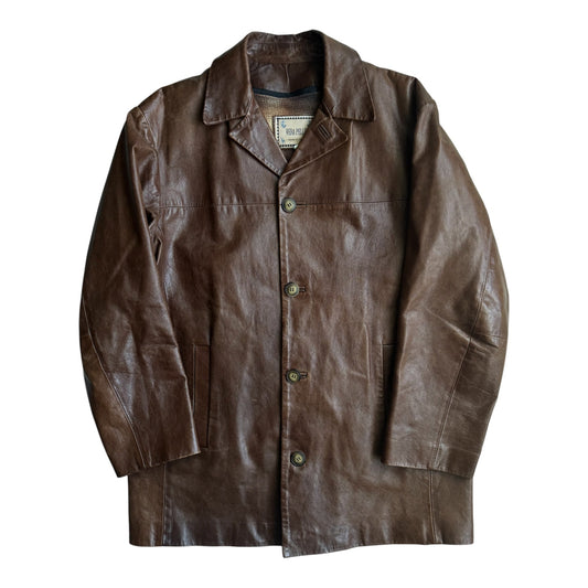 Jachetă Piele Naturală Maro Vintage Bărbați | M/L (50) - anbracaminte