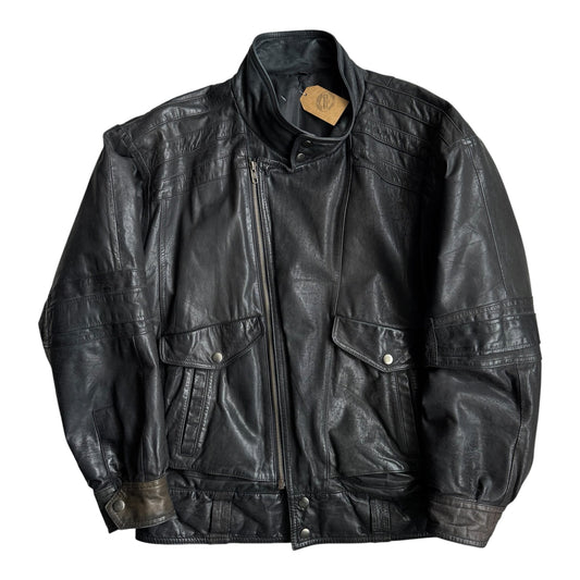 Jachetă Piele Naturală Neagră Vintage Bărbați | Biker | L (50) - anbracaminte