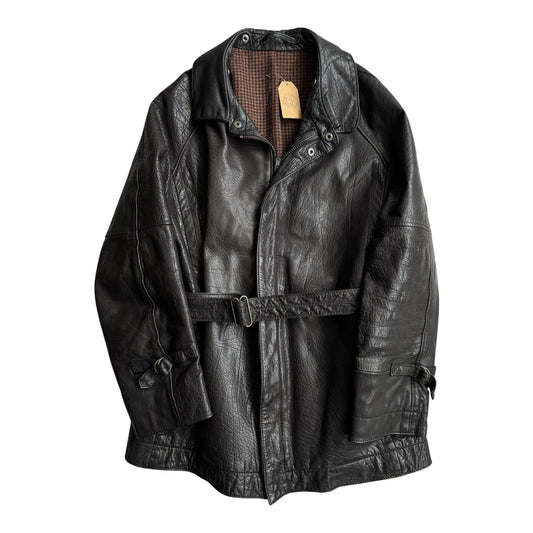 Jachetă Piele Naturală Neagră Vintage Bărbați | Cordon | M/L - anbracaminte