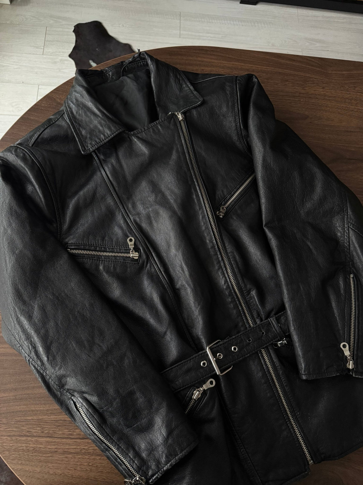 Jachetă Piele Naturală Vintage Femei | Biker Cambrată | L - anbracaminte