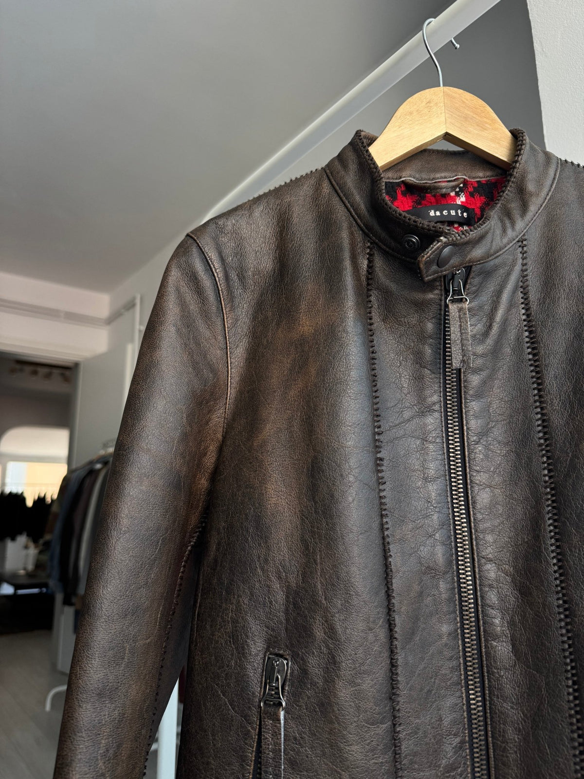 🏍️ Jachetă Piele Oaie Cafe Racer Y2K Neagră | Patină Naturală | Made in Italy – L/XL Damă - anbracaminte