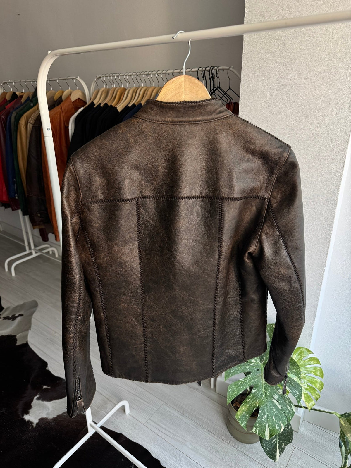 🏍️ Jachetă Piele Oaie Cafe Racer Y2K Neagră | Patină Naturală | Made in Italy – L/XL Damă - anbracaminte