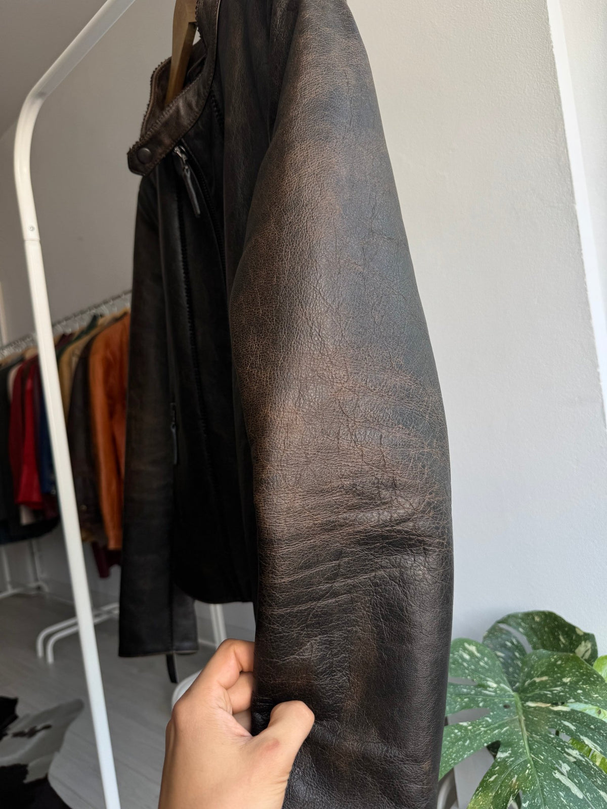 🏍️ Jachetă Piele Oaie Cafe Racer Y2K Neagră | Patină Naturală | Made in Italy – L/XL Damă - anbracaminte