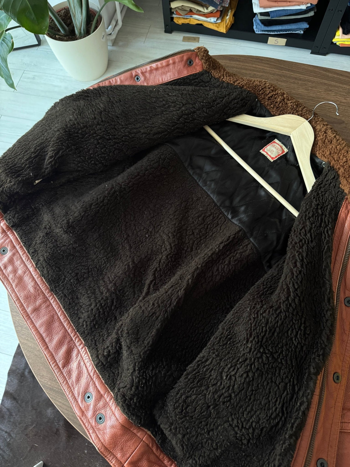Jachetă Piele Sicons cu Guler Shearling | Archive Anii '80 | Made in Italy | L Bărbați (50) - anbracaminte
