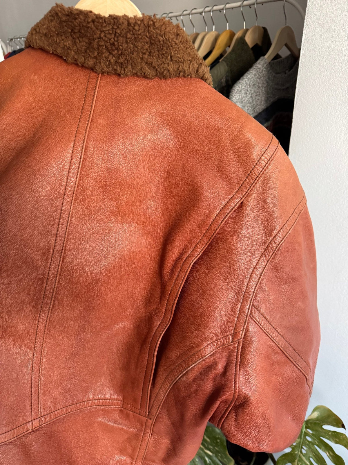 Jachetă Piele Sicons cu Guler Shearling | Archive Anii '80 | Made in Italy | L Bărbați (50) - anbracaminte
