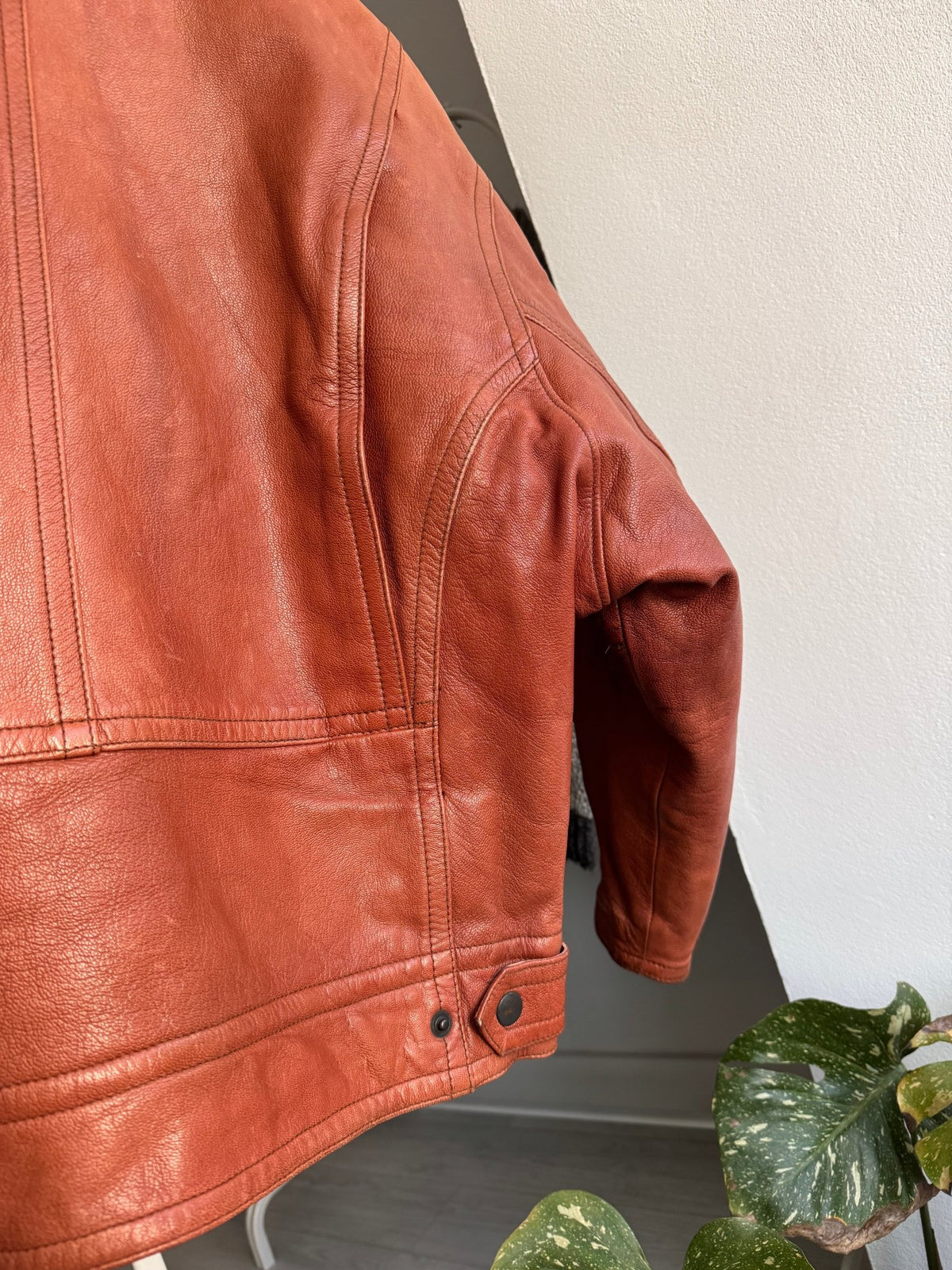 Jachetă Piele Sicons cu Guler Shearling | Archive Anii '80 | Made in Italy | L Bărbați (50) - anbracaminte