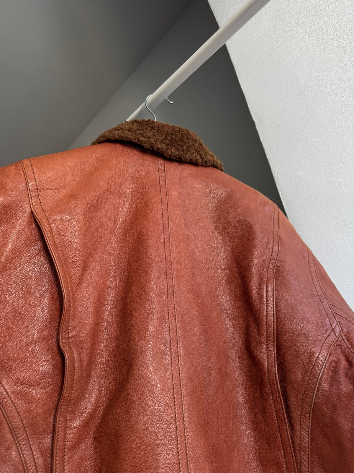 Jachetă Piele Sicons cu Guler Shearling | Archive Anii '80 | Made in Italy | L Bărbați (50) - anbracaminte