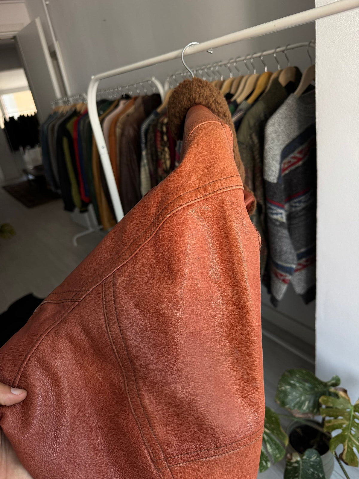 Jachetă Piele Sicons cu Guler Shearling | Archive Anii '80 | Made in Italy | L Bărbați (50) - anbracaminte