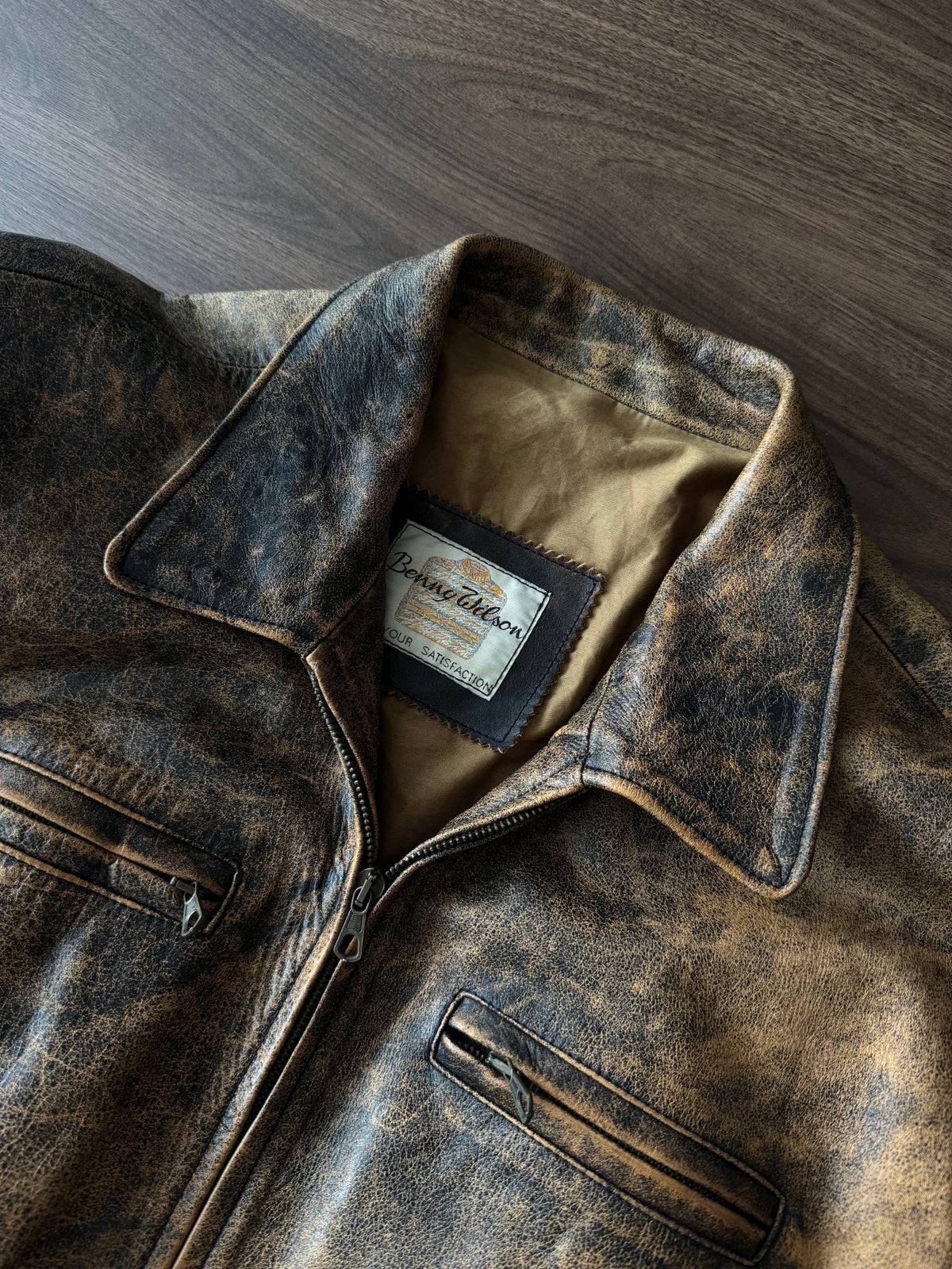 Jachetă Piele Vintage Faded | Patină Naturală | Stare Perfectă | Made in Italy | M Bărbați - anbracaminte