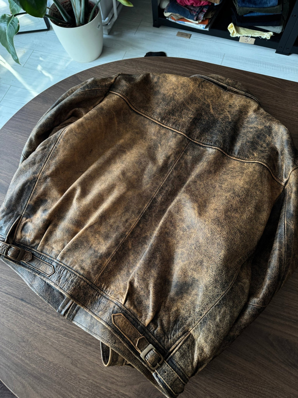 Jachetă Piele Vintage Faded | Patină Naturală | Stare Perfectă | Made in Italy | M Bărbați - anbracaminte