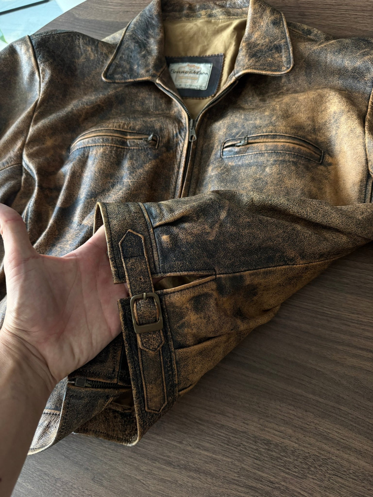 Jachetă Piele Vintage Faded | Patină Naturală | Stare Perfectă | Made in Italy | M Bărbați - anbracaminte