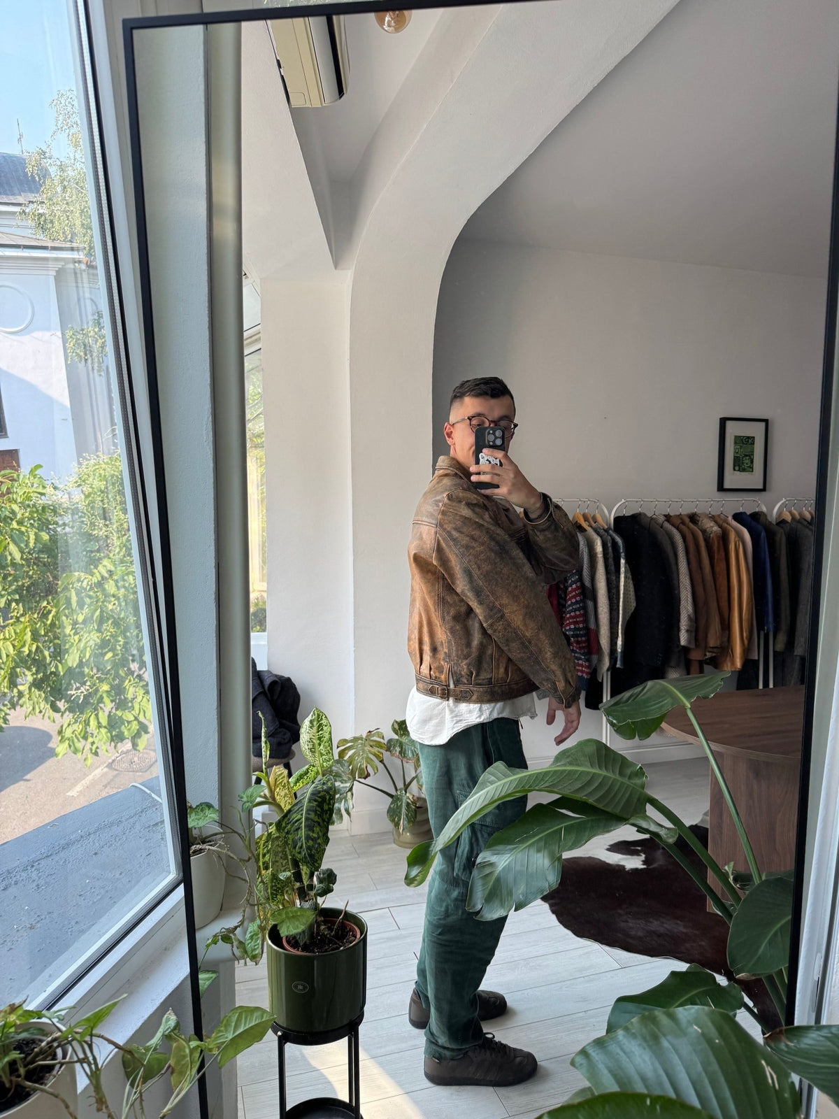 Jachetă Piele Vintage Faded | Patină Naturală | Stare Perfectă | Made in Italy | M Bărbați - anbracaminte