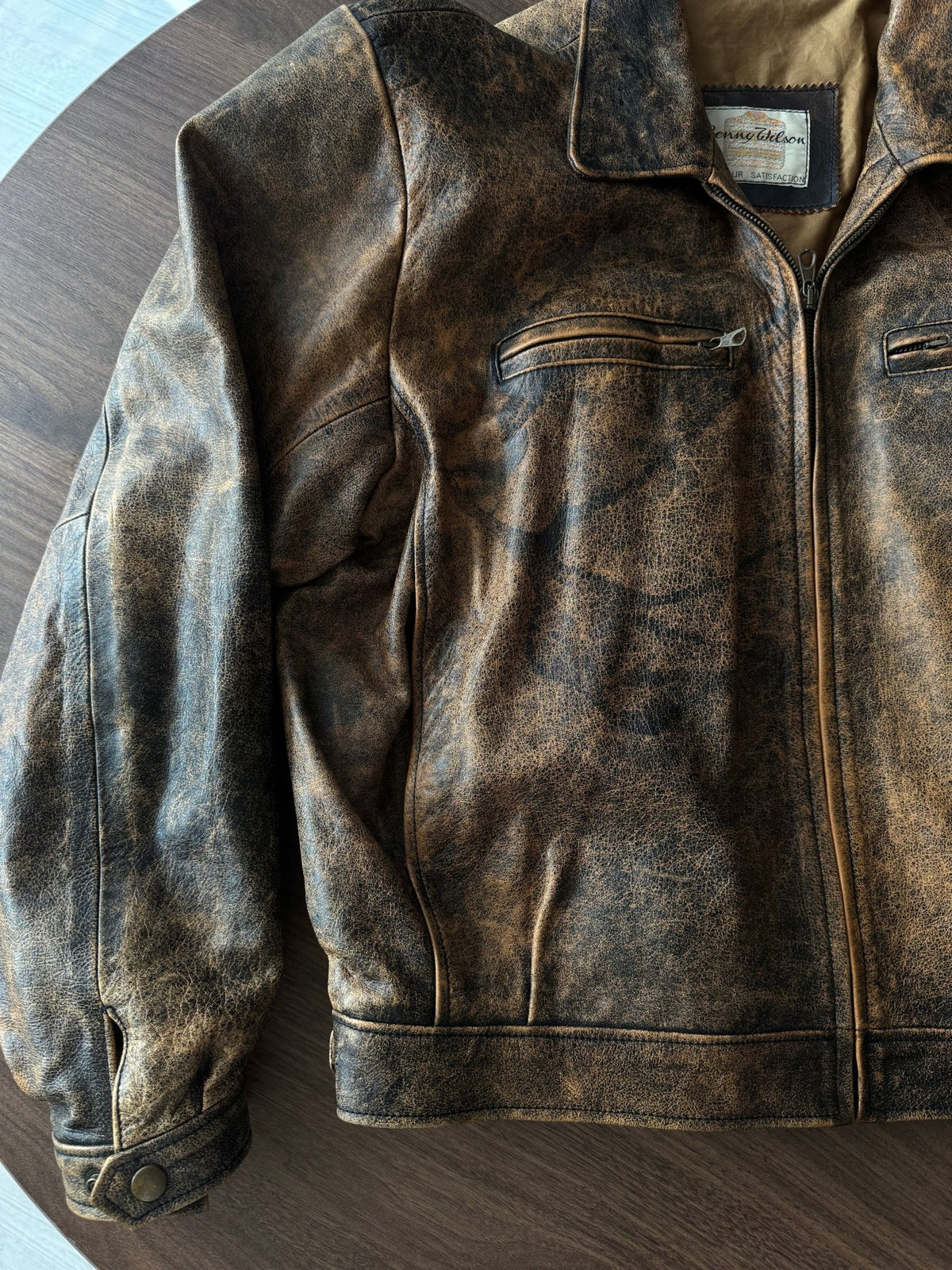 Jachetă Piele Vintage Faded | Patină Naturală | Stare Perfectă | Made in Italy | M Bărbați - anbracaminte