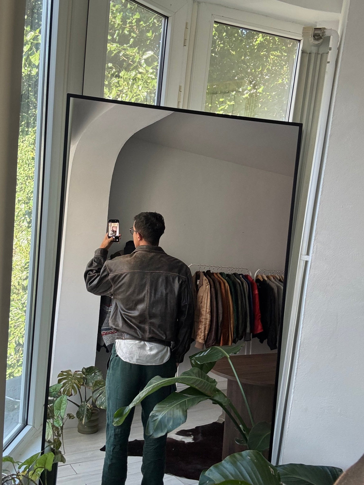 Jachetă Piele Vintage | Patină Naturală | Cropped Boxy | M Bărbați (46) - anbracaminte