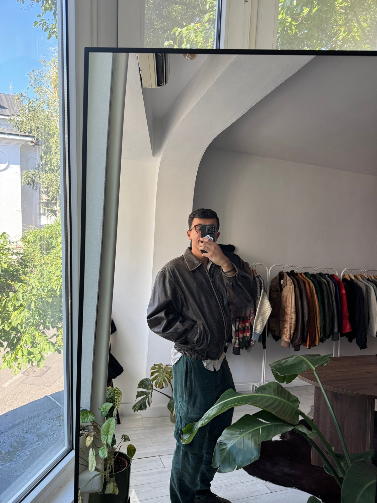 Jachetă Piele Vintage | Patină Naturală | Cropped Boxy | M Bărbați (46) - anbracaminte