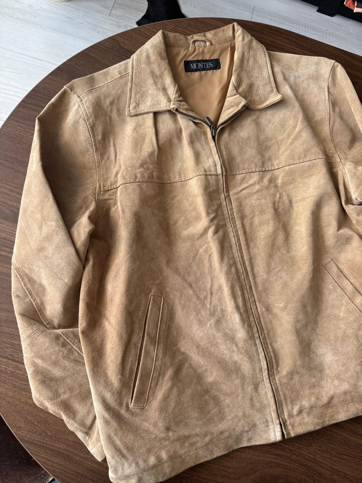 Jachetă Suede Crem Vintage | L Bărbați (50) - anbracaminte