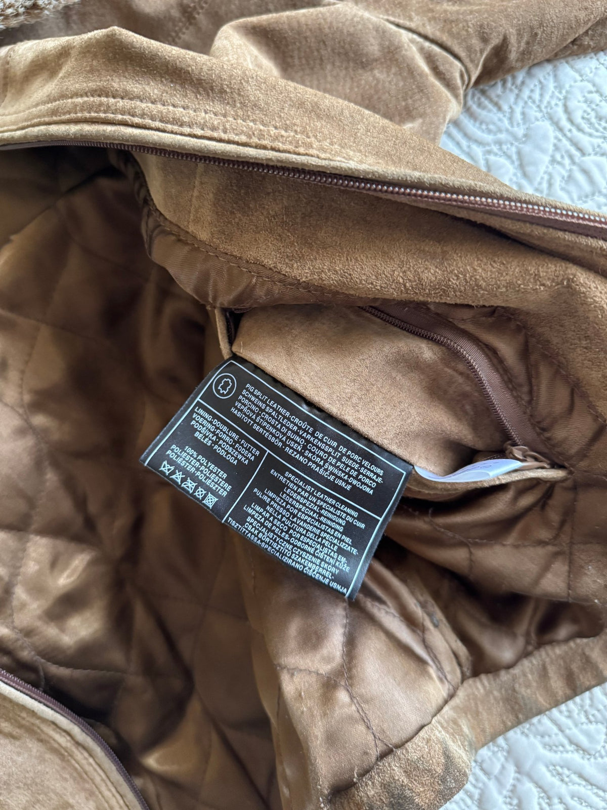 Jachetă Suede Maro Y2K cu Guler și Manșete Sherpa | 100% Pig Split Suede | S/M Damă (EU 38) - anbracaminte