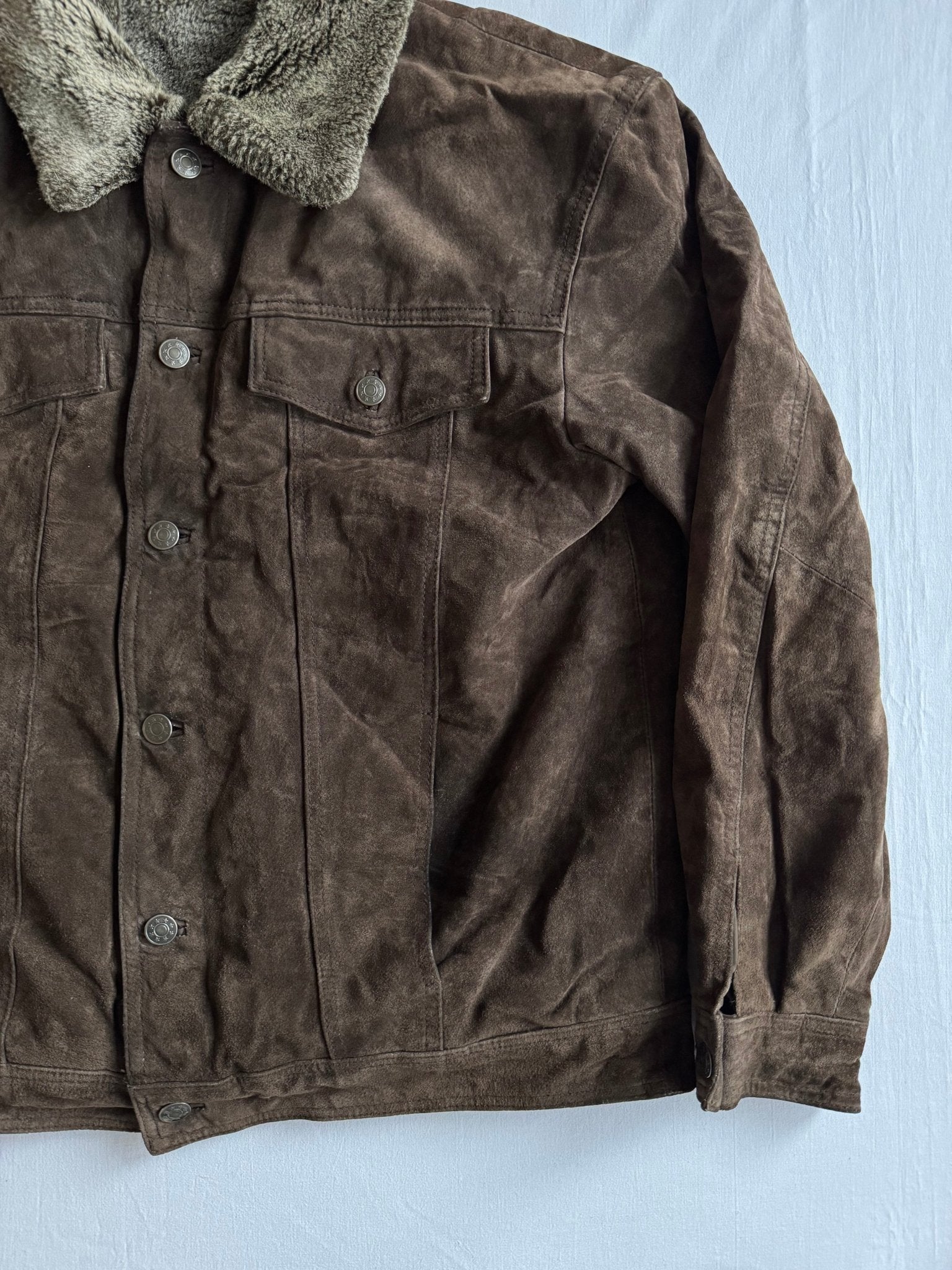🧥 Jachetă Trucker Vintage Suede – Mărime M - anbracaminte