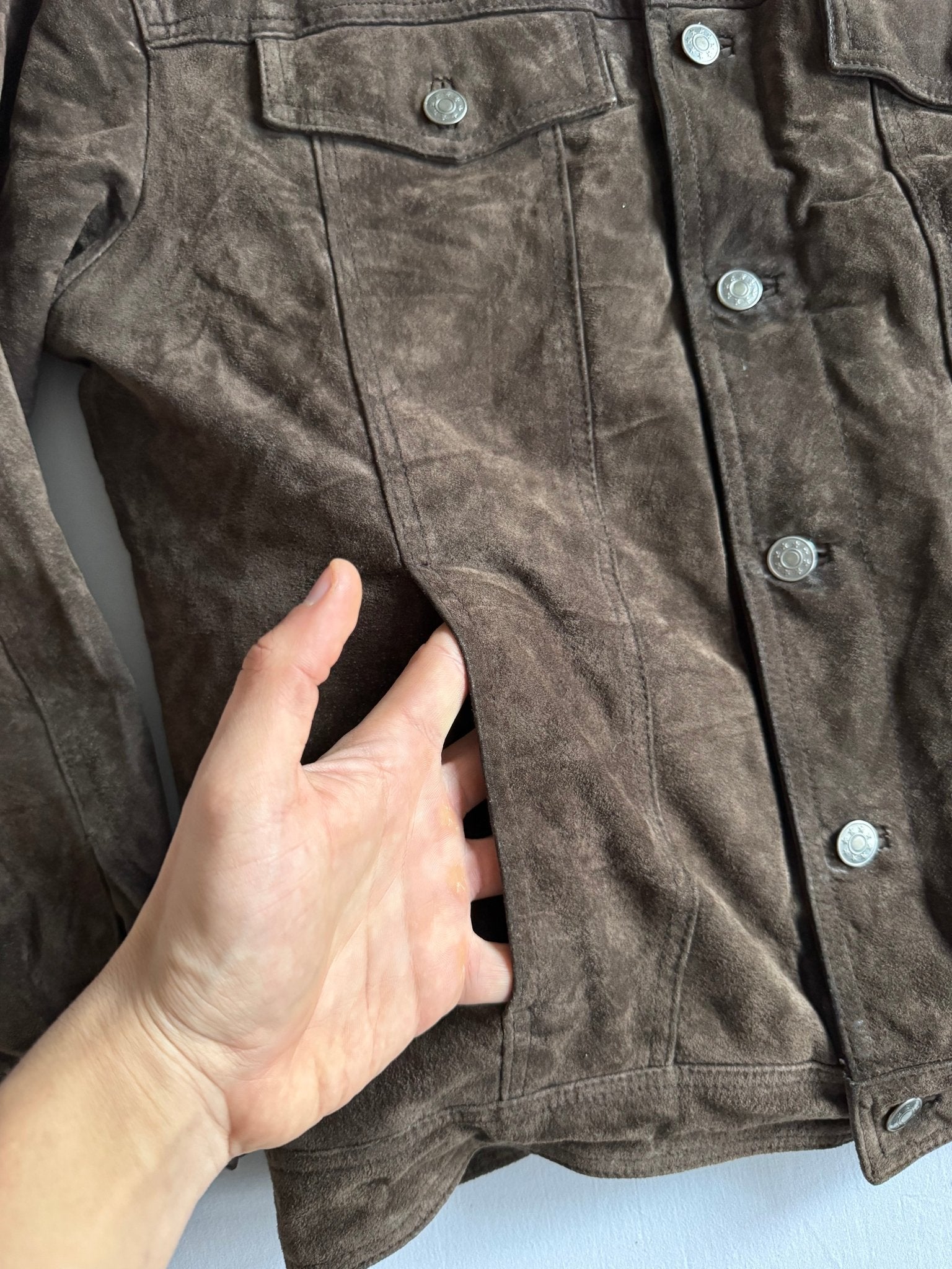 🧥 Jachetă Trucker Vintage Suede – Mărime M - anbracaminte
