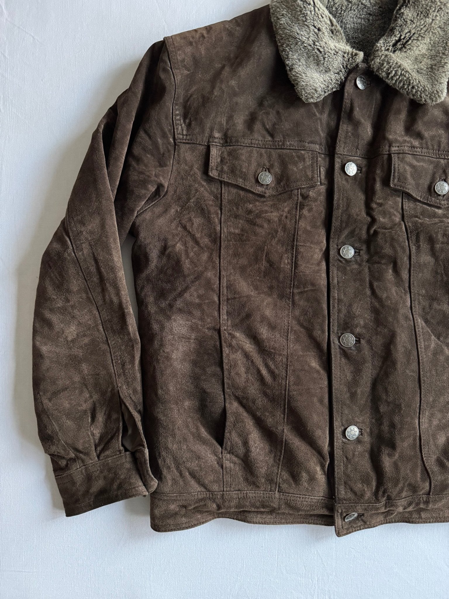 🧥 Jachetă Trucker Vintage Suede – Mărime M - anbracaminte