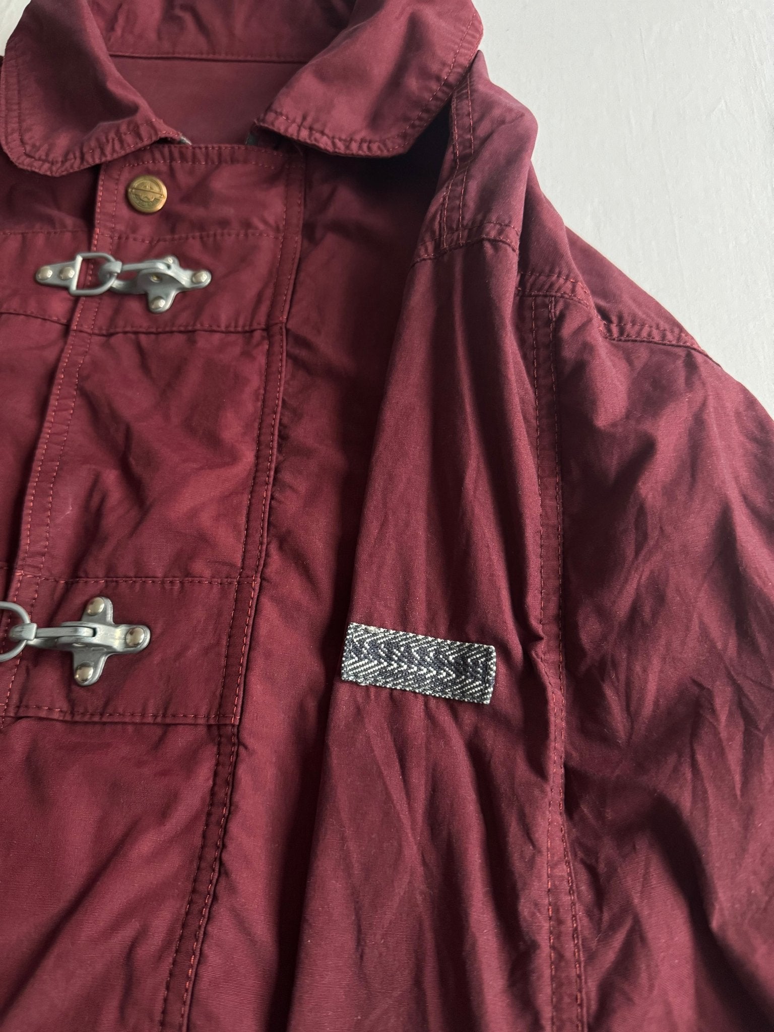 🧑‍🚒 Jachetă Vintage Burgundy cu Închizătoare Fireman Clasp – XL | Made in Italy - anbracaminte